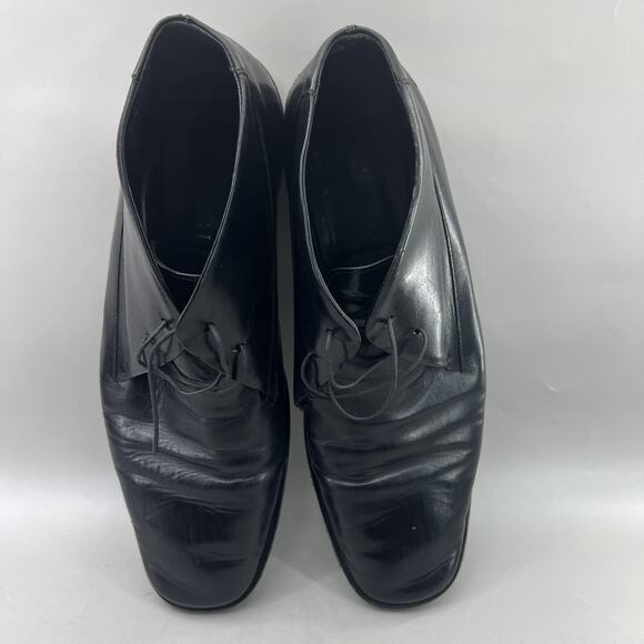 Gucci Chukka Boots Men Size 13 Black Leather Vintage Plain Toe Lace Up Mid Shoes - Picture 5 of 10